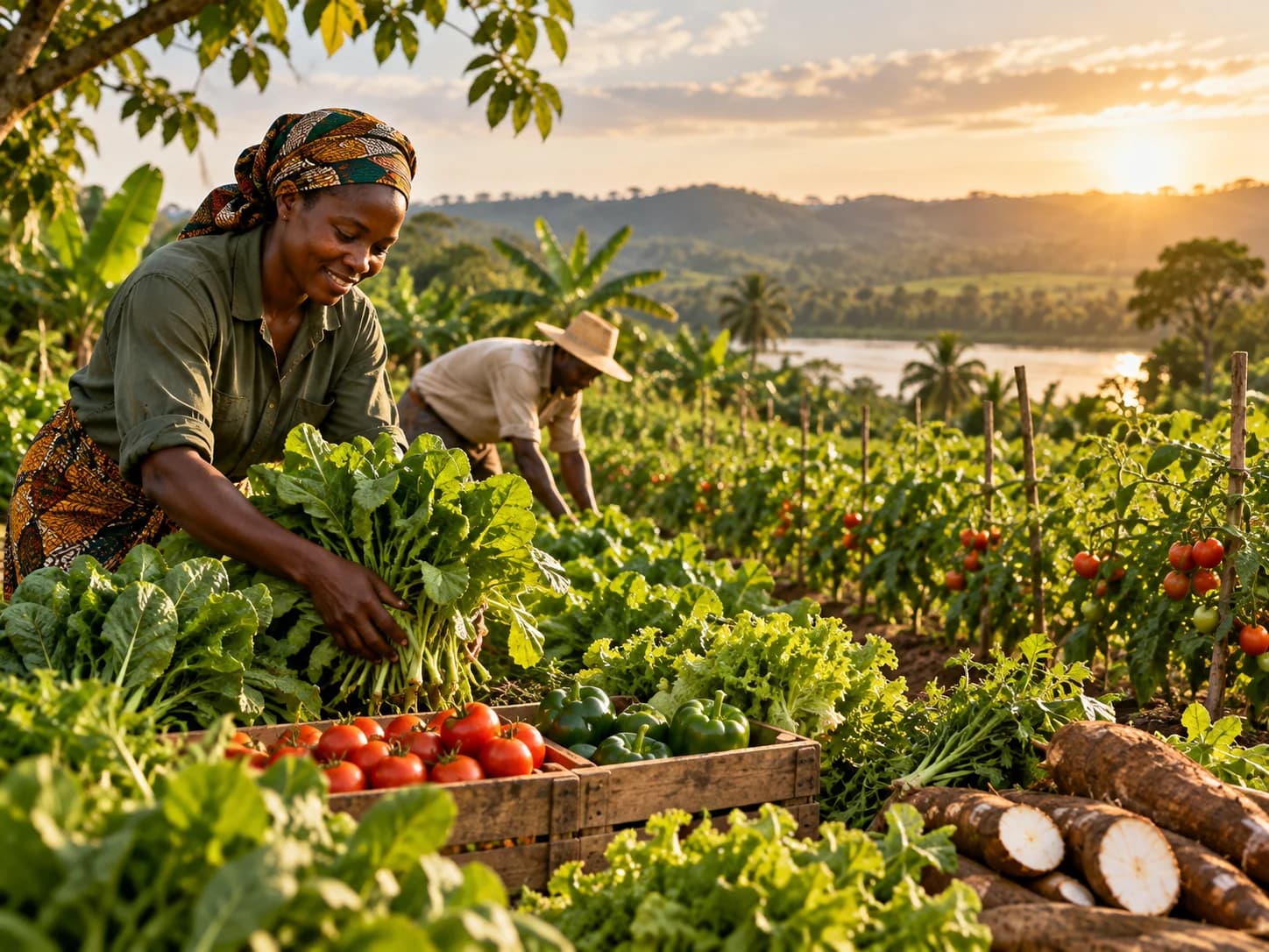 Récolte de légumes, illustration de la production agricole